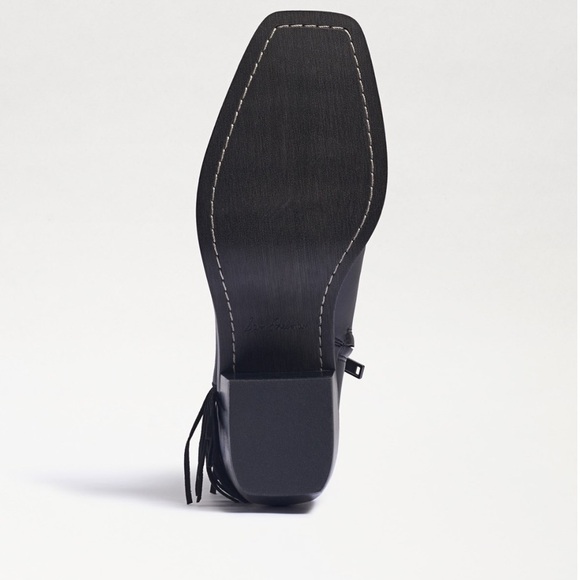 Sam Edelman Bernie black leather fringe studded square front western booties 6 M - Picture 5 of 13